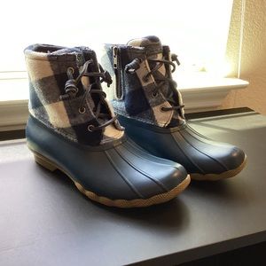 Sperry Saltwater Buffalo Blue Check Duck Boot